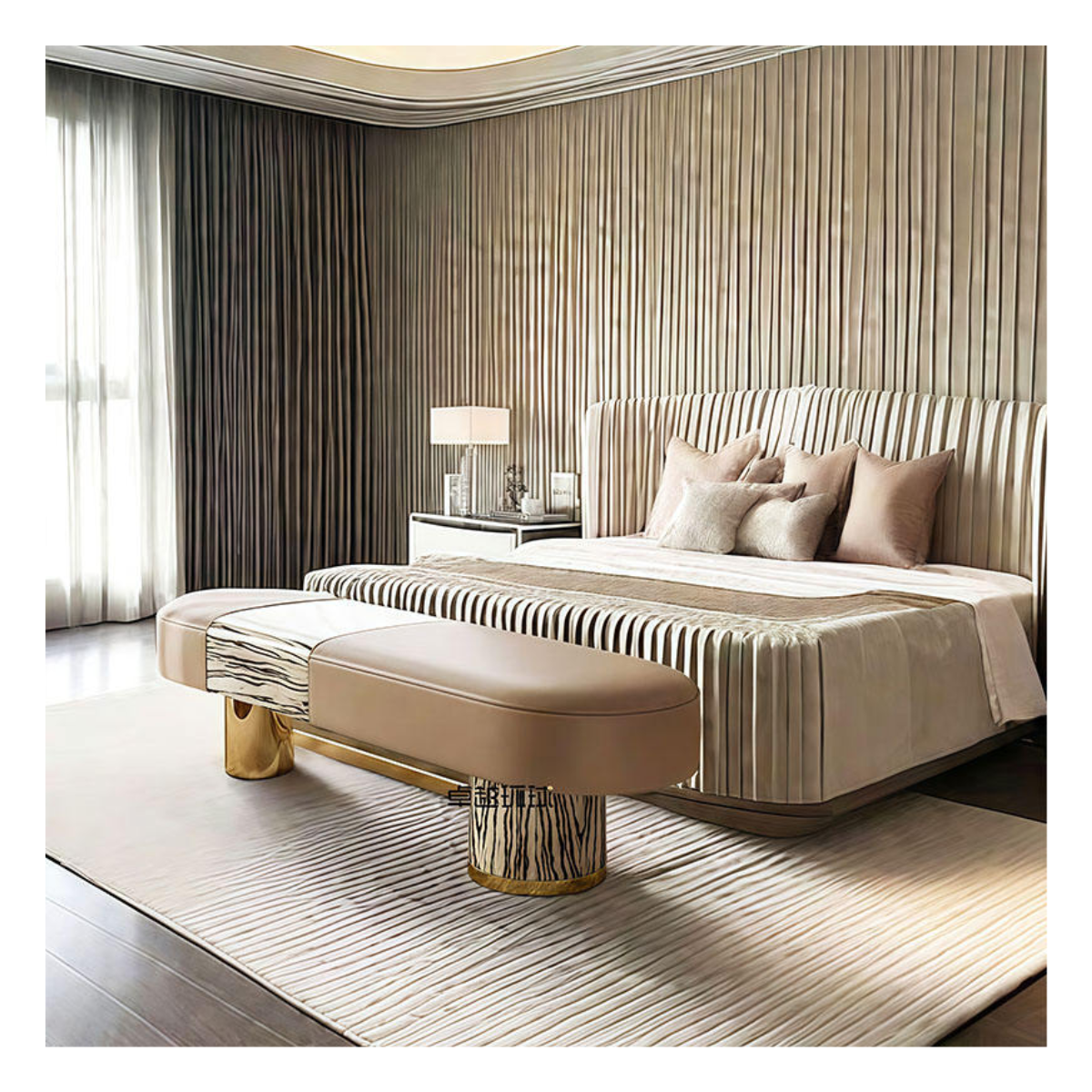 Ivory Stripe Bench